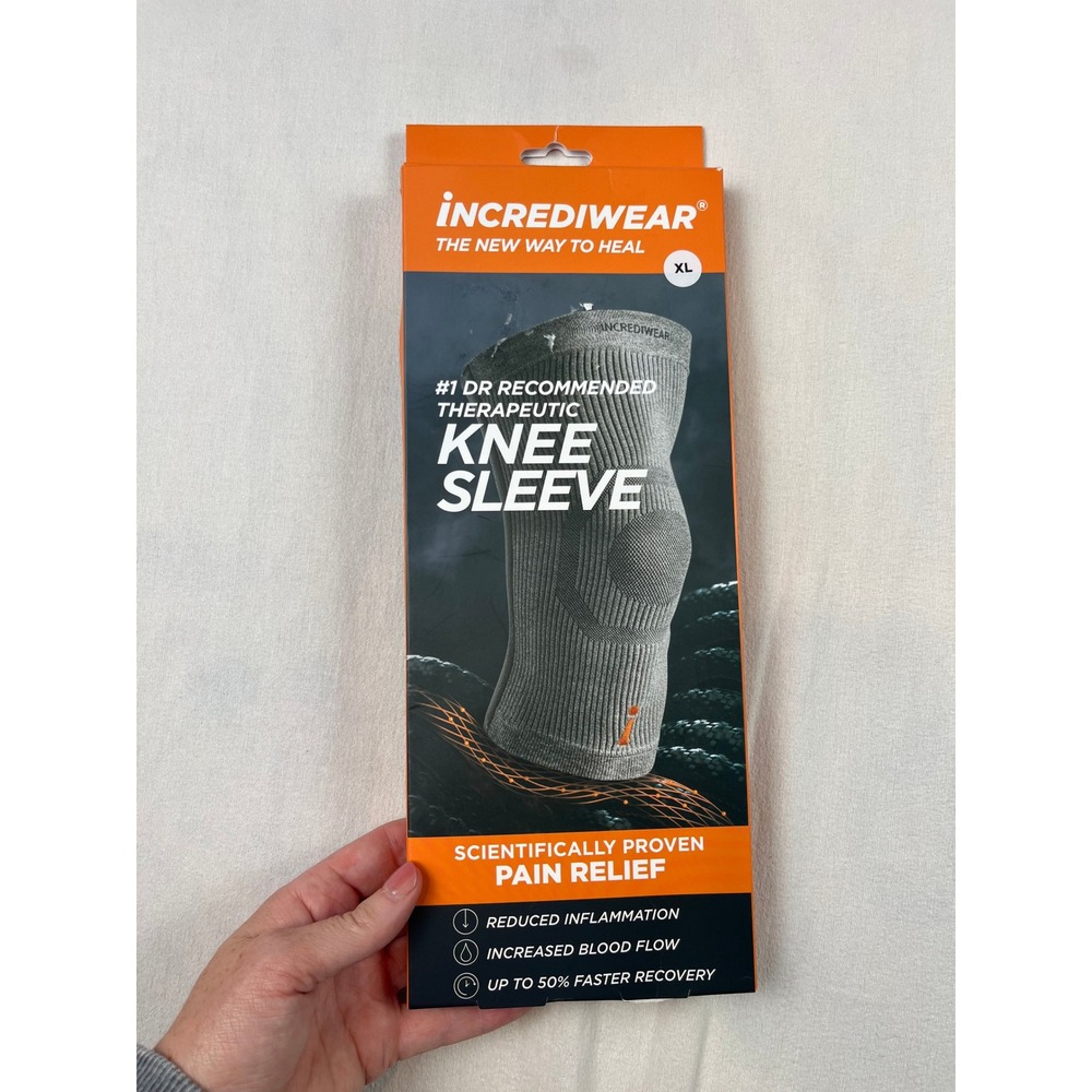 Incrediwear Therapeutic Knee Sleeve Grey Size XL Pain Relief Recovery Support